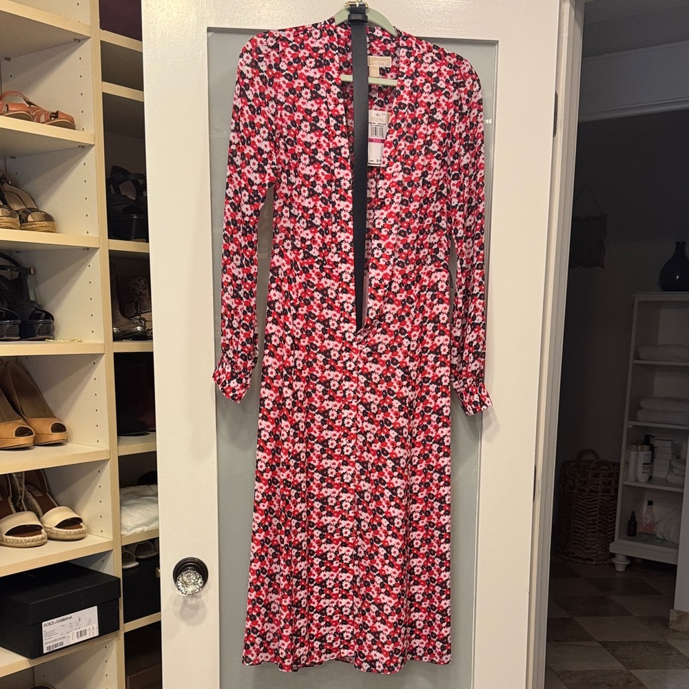 MICHAEL Michael Kors Red and Black Floral Dress Xxs - Picture 5 of 5